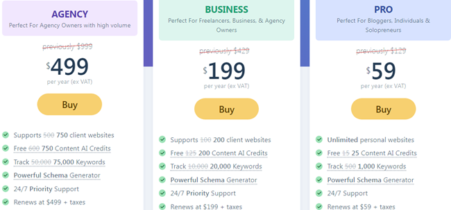 RankMath Pricing